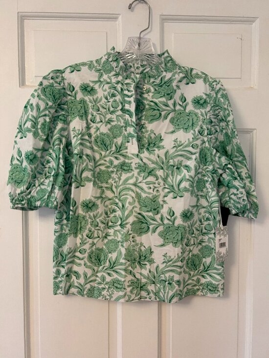 Hyacinth House Tops - NWT Hyacinth House Tuckernuck Mint Green Vine Floral Florence Blouse Size Small